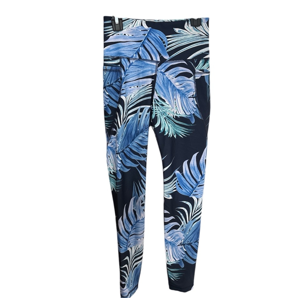 Old Navy Blue Leaf Print Leggings Small